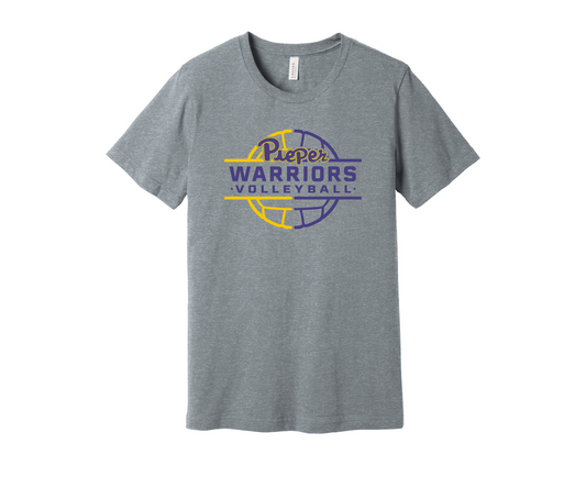 Athletic Grey Pieper Warriors Volleyball T-shirt