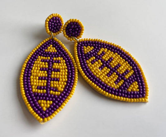 Beaded Football Earrings