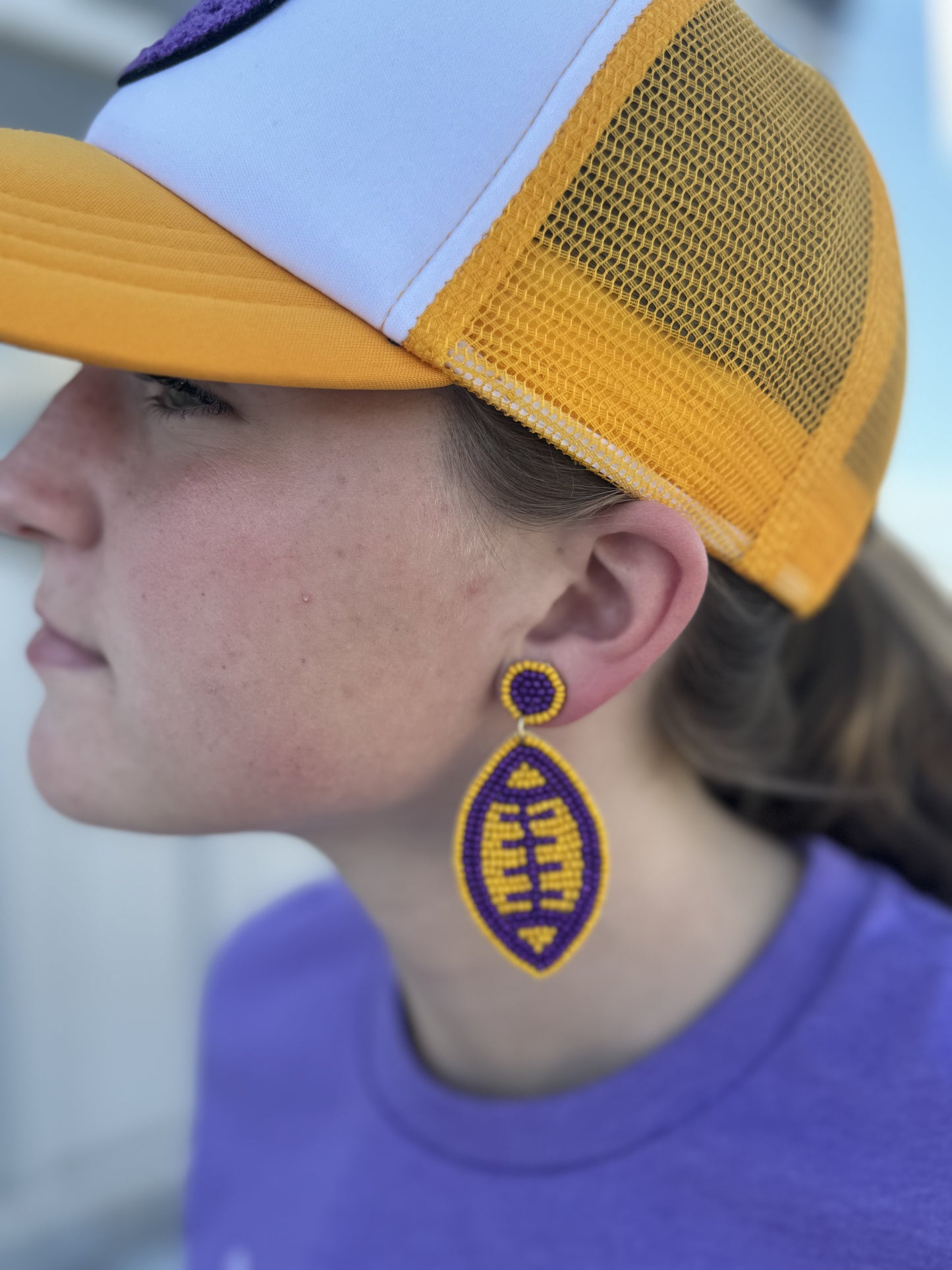 Beaded Football Earrings