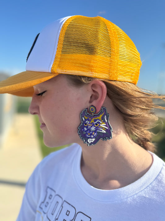 Beaded Bobcat Earrings